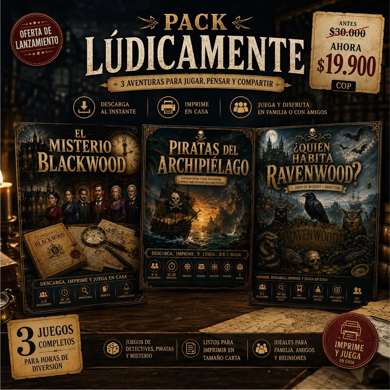 Pack Lúdicamente: los 3 juegos por $19.900
